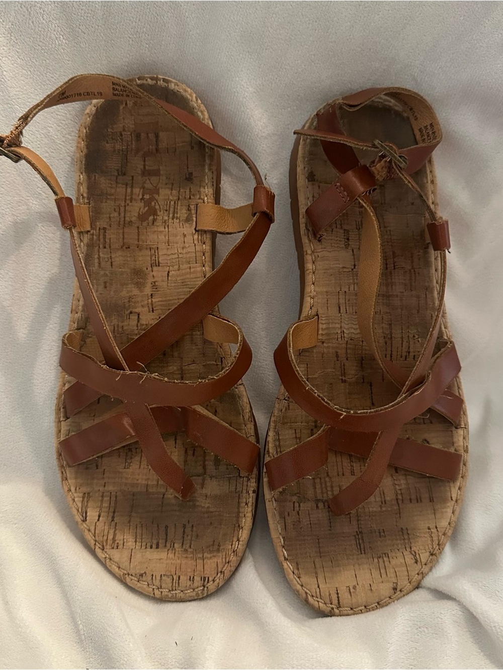 Kork-Ease Tan/Brown Strappy Cork-Effect Sandals size 7